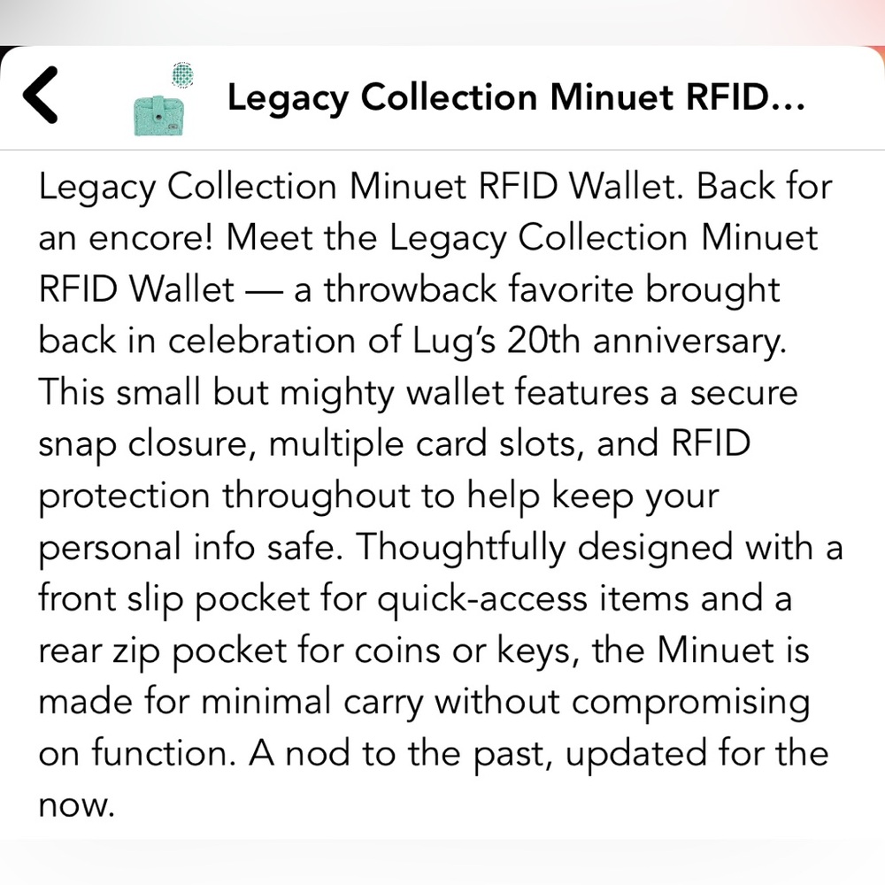 Legacy Collection Minuet RFID Wallet NWT - Picture 2 of 6